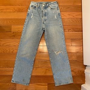 Vintage Light Blue Distressed Straight Leg Jeans